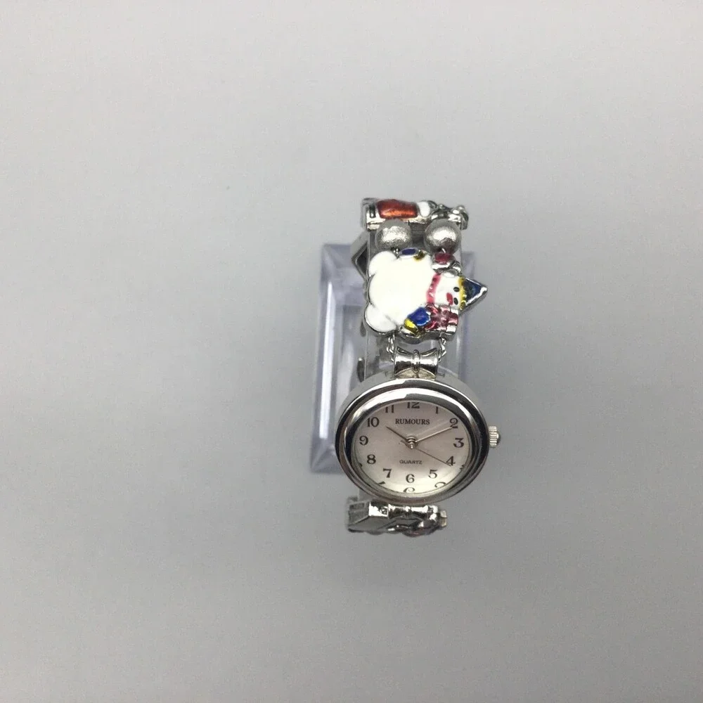 Rumours Womens Watch 24mm Silver Tone Christmas Charm Bracelet New Battery 6